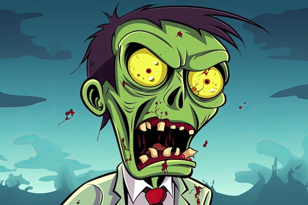 très effrayant dessin animé vert halloween homme zombie