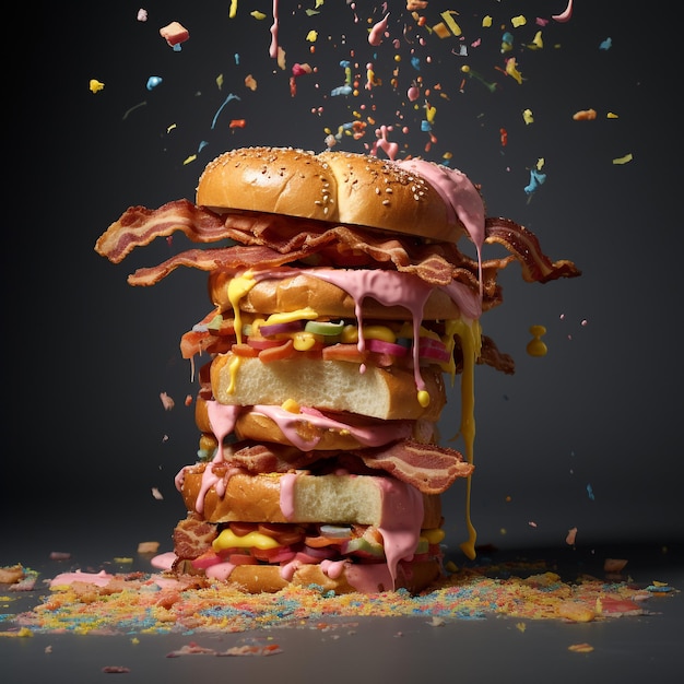 un très grand sandwich fait de ballons de fête