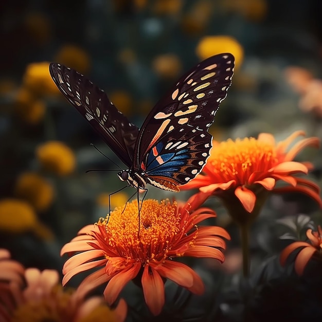 Très joli papillon de fleur en fleur images IA générative