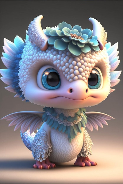 Très mignon petit dragon aux grands yeux ai génératif