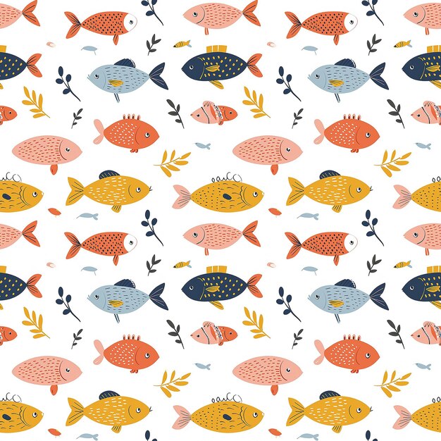 très mignon poisson clipart tuile de modèle sans couture