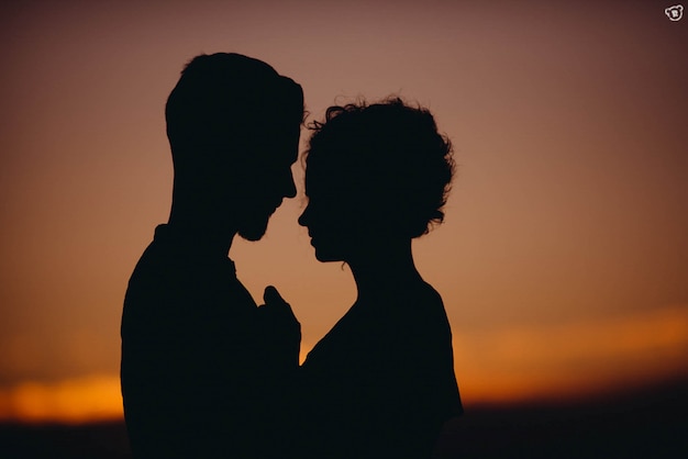 Très proche couple, silhouette