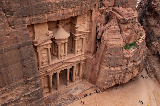 Le Trésor (Al-Khazneh) à Petra, vue depuis la falaise, Jordanie