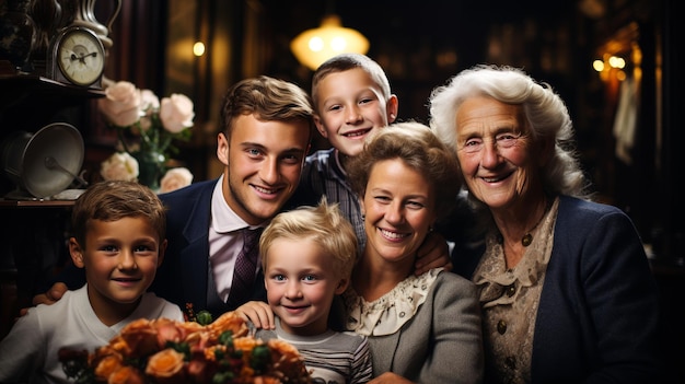 Un trésor familial Un portrait délicieux de grands-parents et de petits-enfants ensemble