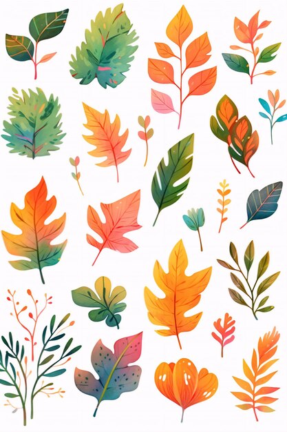 Trésors d'automne Clip Art ensemble feuilles écharpes citrouilles tasses et tenues confortables