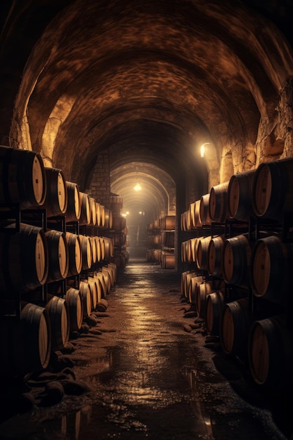 Photo des trésors souterrains une cave à vin vintage générée par l'ia