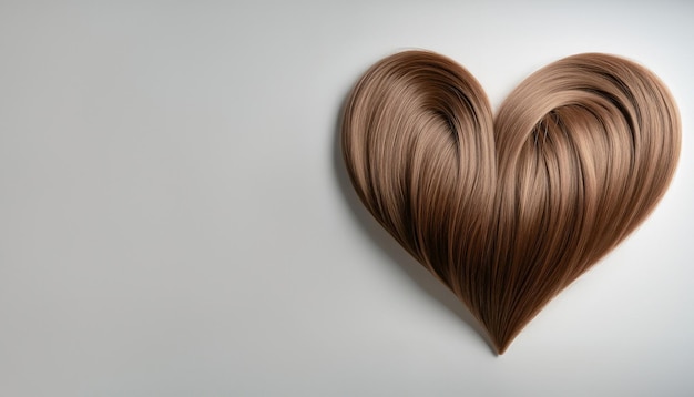 Tresses sincères cheveux bruns formant la forme de l'amour