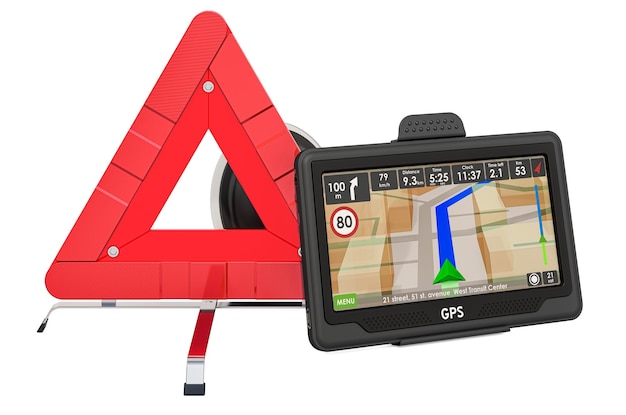 Triangle d'avertissement avec rendu 3D du récepteur GPS