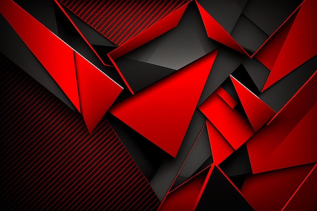 Triangle géométrique noir rouge abstrait illustration fond de concept de technologie moderne