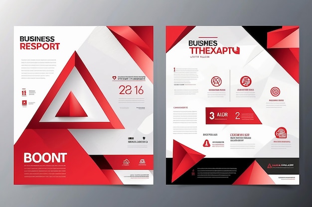 Triangle rouge rapport annuel d'entreprise brochure modèle de conception de flyer vecteur couverture de brochure