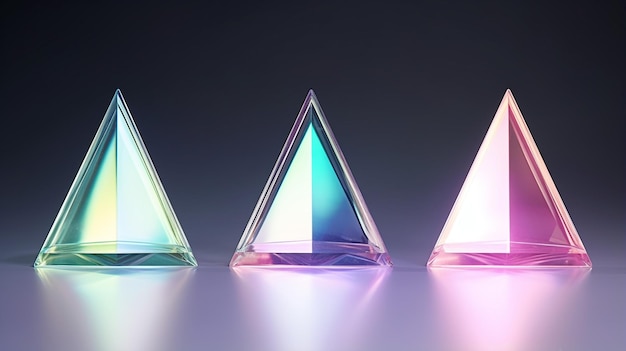 Triangle de verre ou de cristal sous différents angles