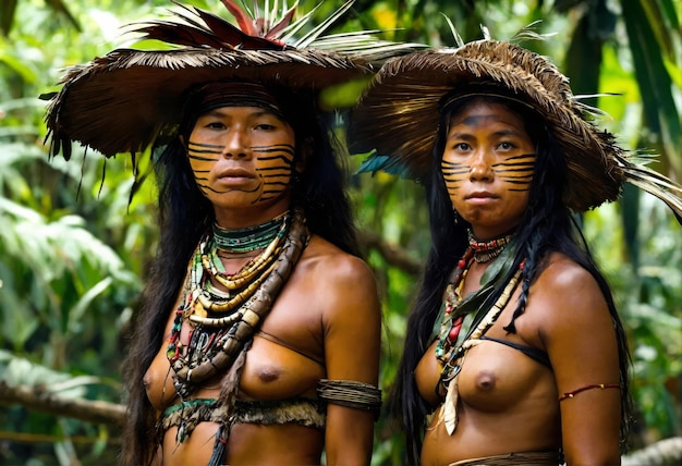 Une tribu exotique d'Indiens des forêts amazoniennes