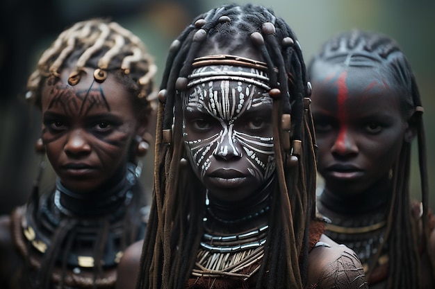 Photo la tribu yanomami dans la forêt amazonienne générée par l'intelligence artificielle