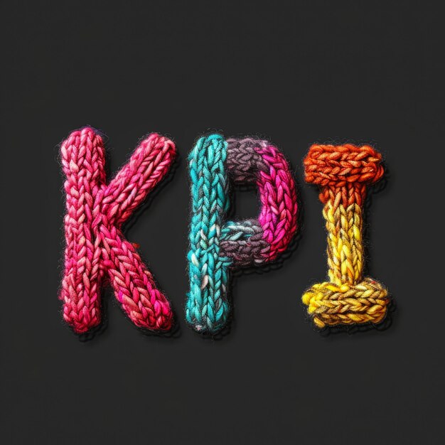 Photo un tricot coloré du mot kpi d'une manière ludique et créative