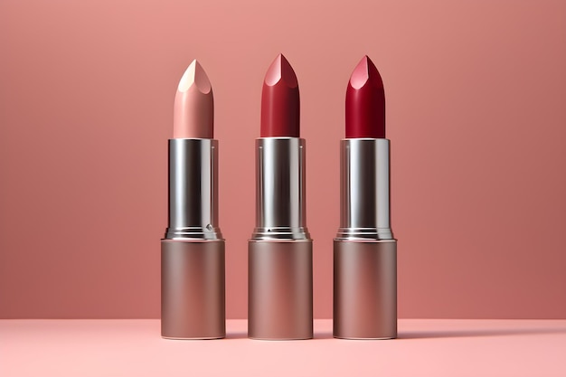 Un trio de rouges à lèvres de la marque lipsticks.