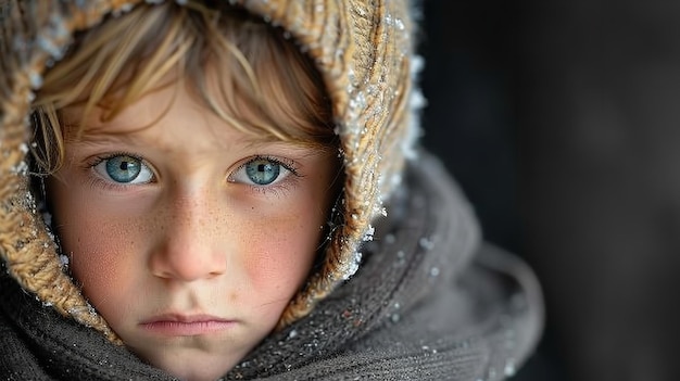 Une triste image d'un jeune sans-abri d'une famille à faible revenu