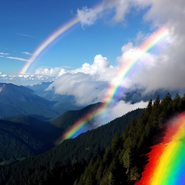 Trois arcs-en-ciel dans le ciel