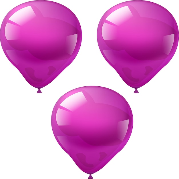 trois ballons violets