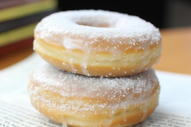 trois beignets empilés l'un sur l'autre.