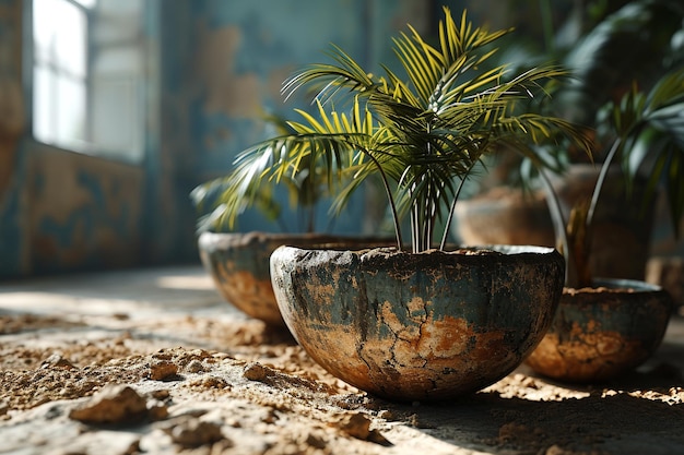 trois bols avec une plante sur eux qui dit citation en pot citation