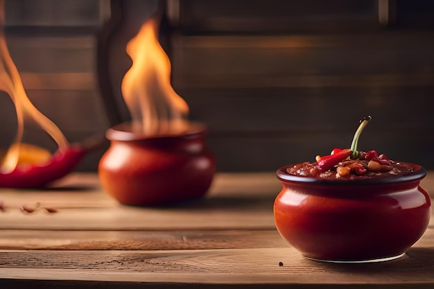 Trois bols de tomates rouges avec un feu en arrière-plan