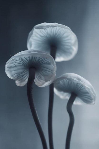 Trois champignons sont représentés avec la lumière allumée.