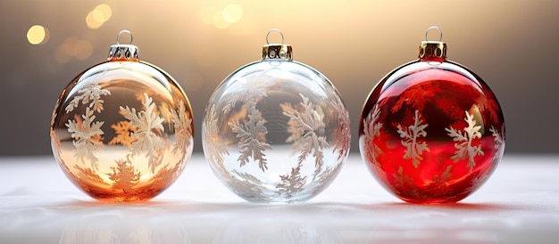 Trois décorations de Noël en verre