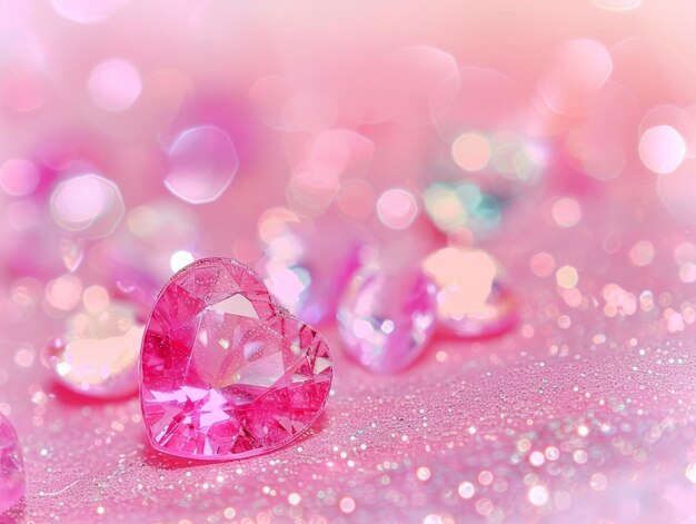 Trois diamants roses sur un fond rose