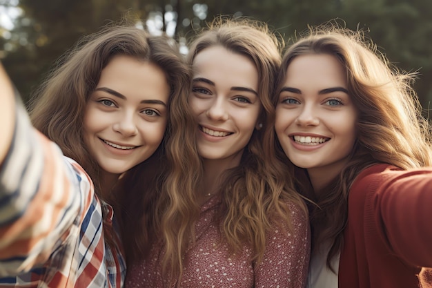 Trois femmes prennent un selfie