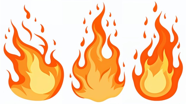 Trois flammes de dessin animé