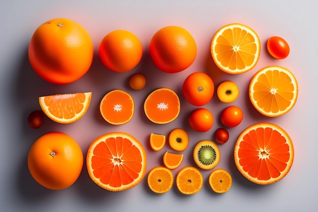 Trois formes rondes orange isolées sur fond blanc vue de dessus composition à plat