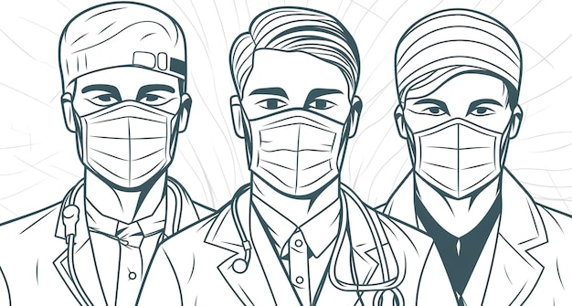 Trois hommes médecins en blouse médicale générative ai