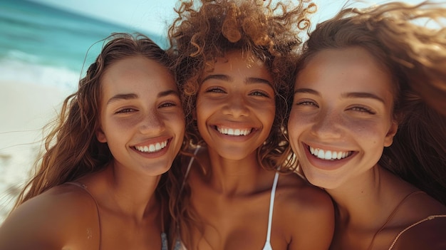 Trois jeunes femmes debout côte à côte