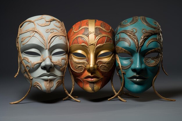 Trois masques à couleurs générer Ai