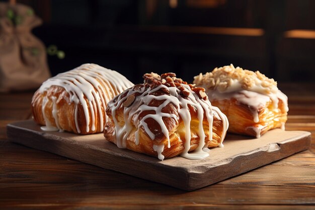 Trois morceaux de pâtisserie