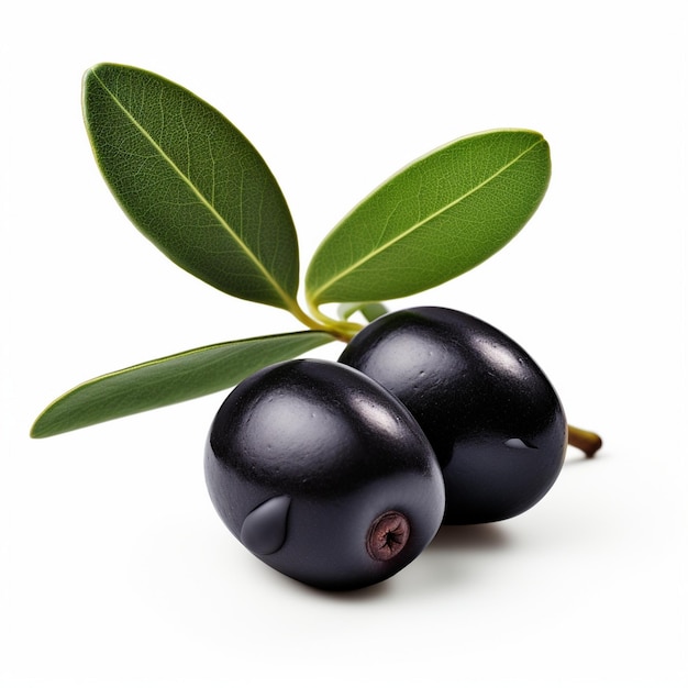 trois olives noires sont sur une surface blanche.