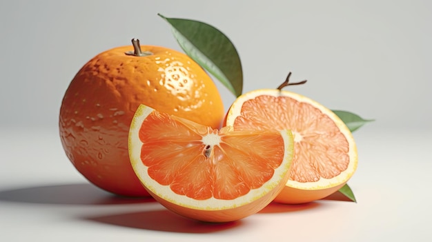 Trois oranges avec le mot orange dessus