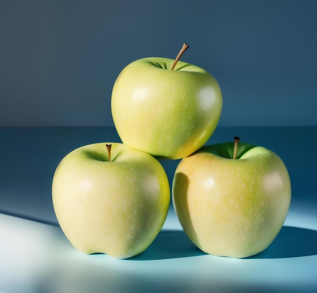 Trois pommes vertes fraîches