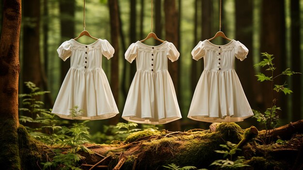 Trois robes de mariée sur l'herbe