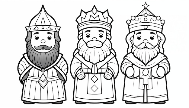 Photo trois rois trois sages noël page à colorier avec l'esthétique des livres classiques pour enfants