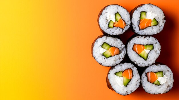 trois rouleaux de sushi qui ont l'air mignons