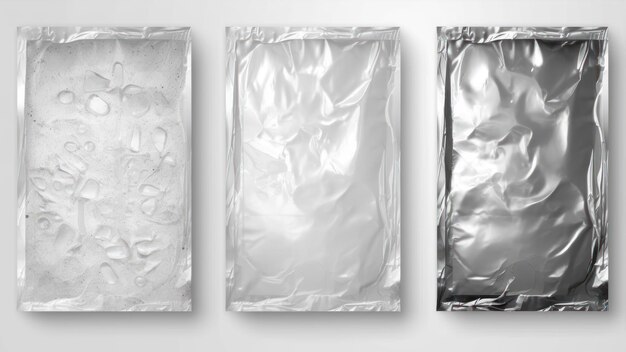 Trois sachets en feuille d'argent