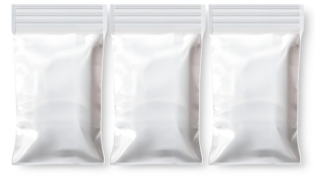Photo trois sacs d'aliments blancs empilés l'un sur l'autre, adaptés à divers concepts liés à l'alimentation