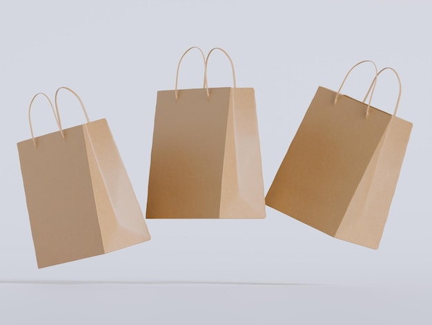 Trois sacs de papier bruns flottants