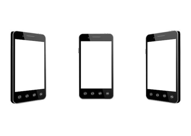 Trois smartphones isolés sur fond blanc