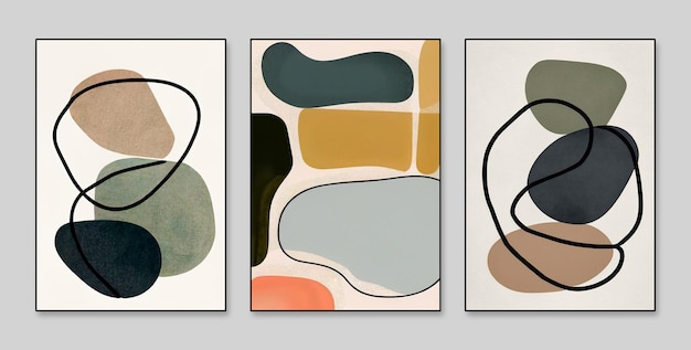 Trois tableaux de couleurs différentes et un qui dit " le mot " dessus.