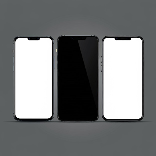 trois téléphones portables sont affichés avec l'un montrant l'autre avec l'autre montrant le écran