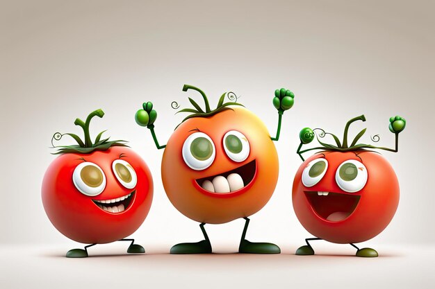 Trois tomates rouges mûres placées ensemble IA générative