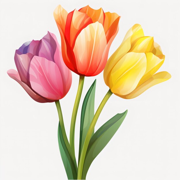 Photo trois tulipes de couleurs différentes