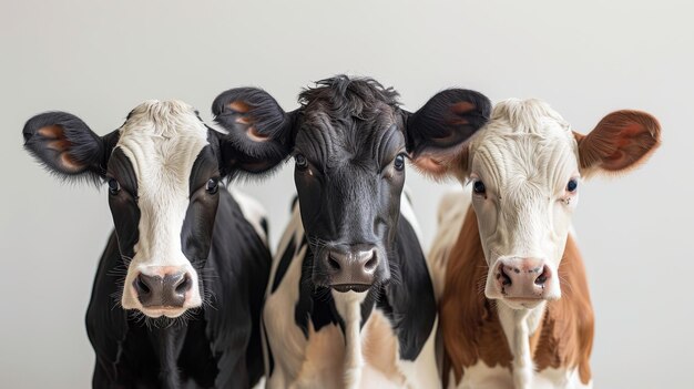 Trois vaches sur un fond blanc